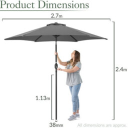 Christow 2.7M Crank And Tilt Parasol With Uv Protection - thumbnail 7