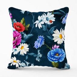 Warren Reed Designer Poppy Flowers With Chamomile Blue Cushions 60Cm X 60Cm - thumbnail 1