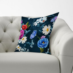 Warren Reed Designer Poppy Flowers With Chamomile Blue Cushions 60Cm X 60Cm - thumbnail 2
