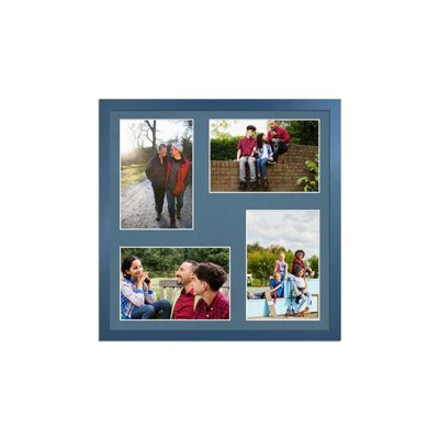 AK Frames 12X12 Navy Blue Sleek Multi Photo Frame With Pompadour Mount - Holds 4 Apertures (4X) 6X4 Photos - image 1