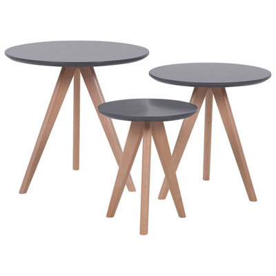 Beliani Set Of 3 Coffee Tables Vegas Grey - image 1