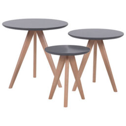 Beliani Set Of 3 Coffee Tables Vegas Grey - thumbnail 1