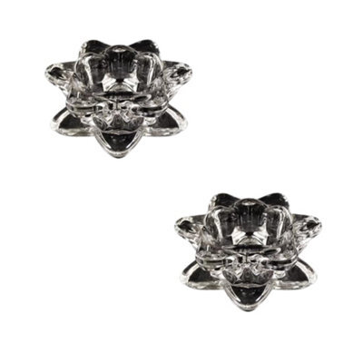 Lotus Flower Glass Candle Holder - Clear (Pack Of 2) - image 1