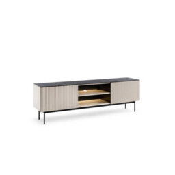 Arte Orta Tv Cabinet 180Cm - Cashmere & Black Contemporary Media Unit With Led Lighting And Storage - thumbnail 2