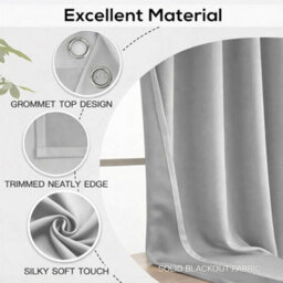 Bedlooms Light Grey Thermal Insulated Blackout Window Eyelet Curtain (Pair) 46 X 54 Inches With Tie Backs Two - thumbnail 5