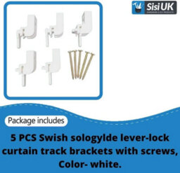 SISI UK Sologlyde Curtain Track Leverlock White Brackets Lever-Lock Rail Track Bracket Windows Curtain Track Shower Curtain Pack Of 5 - thumbnail 2