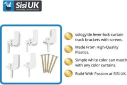 SISI UK Sologlyde Curtain Track Leverlock White Brackets Lever-Lock Rail Track Bracket Windows Curtain Track Shower Curtain Pack Of 5 - thumbnail 3