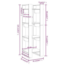 Berkfield Book Cabinet/room Divider Black 41X35X125 Cm Solid Wood Pine - thumbnail 8