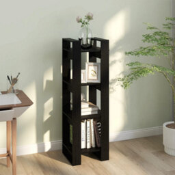 Berkfield Book Cabinet/room Divider Black 41X35X125 Cm Solid Wood Pine - thumbnail 6