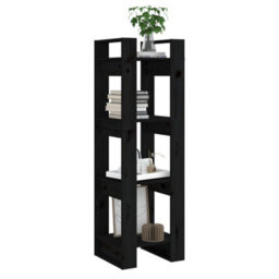 Berkfield Book Cabinet/room Divider Black 41X35X125 Cm Solid Wood Pine - thumbnail 5