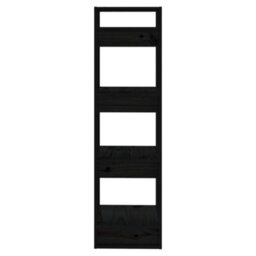 Berkfield Book Cabinet/room Divider Black 41X35X125 Cm Solid Wood Pine - thumbnail 4