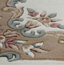 Handmade Bordered Floral Easy To Clean Cream Beige Traditional Wool Rug For Living Room & Bedroom-120Cm X 180Cm - thumbnail 2