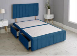 Comfy Deluxe 6Ft Superking Panel Blue Plush Divan Bed Set Headboard & Footboard 0 Drawers - thumbnail 2