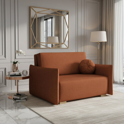 Living Room Sofa Bed Viva Glov Ii With Sleeping Function Storage Chipboard Polyurethane Foam 134X98X85Cm Orange - image 1