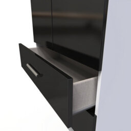 Harrow 2 Door 2 Drawer Wardrobe In Black Gloss & White (Ready Assembled) - thumbnail 6