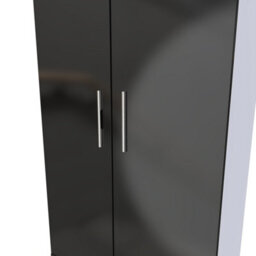 Harrow 2 Door 2 Drawer Wardrobe In Black Gloss & White (Ready Assembled) - thumbnail 4