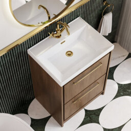 Hudson Reed Lille Floorstanding Two Drawer Contemporary Vanity Unit With 1 Tap Hole Basin In Antique Oak, 610 X 460mm - thumbnail 3