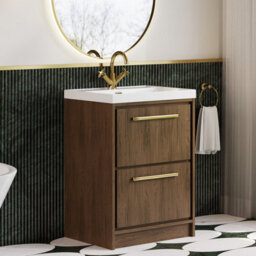 Hudson Reed Lille Floorstanding Two Drawer Contemporary Vanity Unit With 1 Tap Hole Basin In Antique Oak, 610 X 460mm - thumbnail 4
