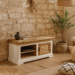 Wyld Haus Alington Mango Wood Tv Cabinet Bench With 1 Door And Open Shelves - thumbnail 2