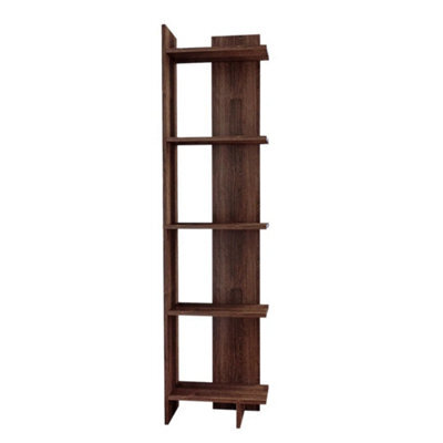 Modern 5-Shelf Walnut Wooden Bookcase Freestanding Shelving Rack For Living Room - image 1