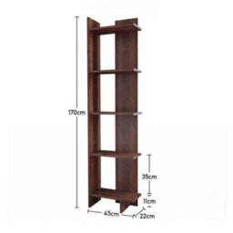 Modern 5-Shelf Walnut Wooden Bookcase Freestanding Shelving Rack For Living Room - thumbnail 2