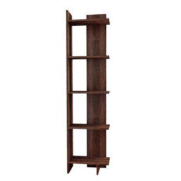 Modern 5-Shelf Walnut Wooden Bookcase Freestanding Shelving Rack For Living Room - thumbnail 1
