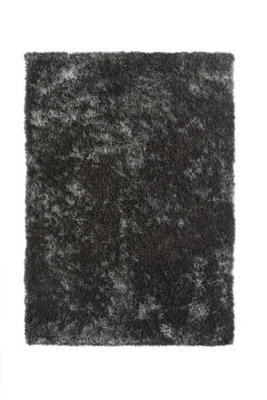 Charcoal Shaggy Rug, Plain Modern Rug, Handmade Rug, Charcoal Rug For Bedroom, Living Room, & Dining Room-120Cm X 170Cm - image 1
