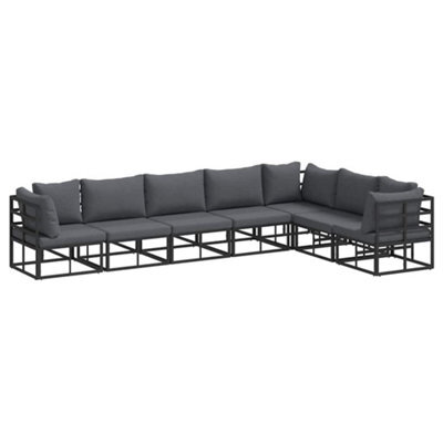 Berkfield Modern Garden Sofa Set With Cushion 7 Pcs Black Aluminium - image 1