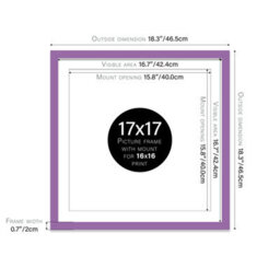 "17X17"" Purple Picture Frame - 17X17"" Square Frame With 16X16"" Mount For 17X17""/16X16"" Pictures Classic Style Thin Edge, 1 Pack" - thumbnail 2