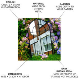 Woodside Oaken Xl Decorative Arched Outdoor Garden Mirror, W: 65Cm X H: 108Cm - thumbnail 4