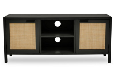 Orsina Contemporary Black Wood Media Unit, Durable Mdf Constructed Modern Tv Cabinet, Functional Media Unit - image 1
