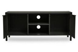 Orsina Contemporary Black Wood Media Unit, Durable Mdf Constructed Modern Tv Cabinet, Functional Media Unit - thumbnail 2