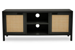 Orsina Contemporary Black Wood Media Unit, Durable Mdf Constructed Modern Tv Cabinet, Functional Media Unit - thumbnail 1