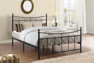 Save On Goods UK 4Ft Small Double Traditional,victorian Style Metal Tubular Steel Bed Frame Bedstead In Black Painted Finish - image 1