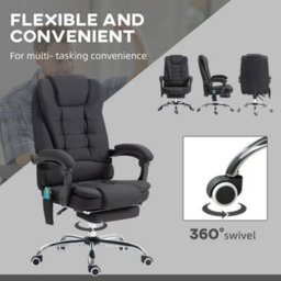 Vinsetto Heated Vibration Massage Office Chair With Footrest,black - thumbnail 7