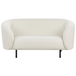 Beliani White Bouclé 3-Seater Sofa With Matte Black Iron Legs, L200 X D70 X H79Cm - thumbnail 8