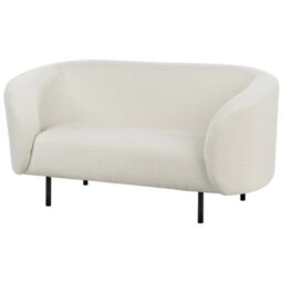 Beliani White Bouclé 3-Seater Sofa With Matte Black Iron Legs, L200 X D70 X H79Cm - thumbnail 7