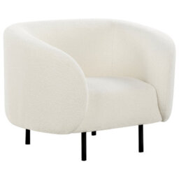 Beliani White Bouclé 3-Seater Sofa With Matte Black Iron Legs, L200 X D70 X H79Cm - thumbnail 4