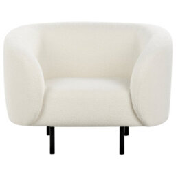 Beliani White Bouclé 3-Seater Sofa With Matte Black Iron Legs, L200 X D70 X H79Cm - thumbnail 5