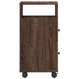 Berkfield Narrow Bathroom Cabinet With Wheels Brown Oak Engineered Wood - thumbnail 5