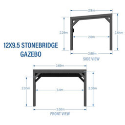 Backyard Discovery Stonebridge Heavy-Duty Galvanised Steel Outdoor Patio Gazebo With Powerport 3.7M X 2.9M (12Ft X 9.5Ft) - thumbnail 7