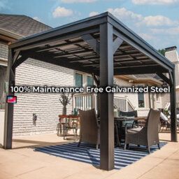 Backyard Discovery Stonebridge Heavy-Duty Galvanised Steel Outdoor Patio Gazebo With Powerport 3.7M X 2.9M (12Ft X 9.5Ft) - thumbnail 5