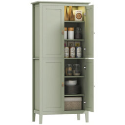 Homcom 176.5 Cm Tall Freestanding Pantry Storage Cabinet With 4 Doors Green - thumbnail 2