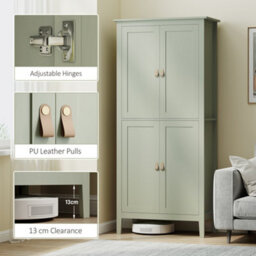 Homcom 176.5 Cm Tall Freestanding Pantry Storage Cabinet With 4 Doors Green - thumbnail 8