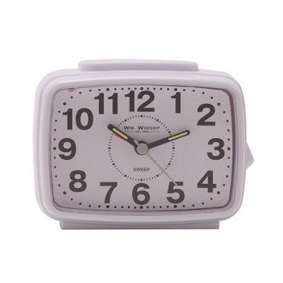 WILLIAM WIDDOP Wm.widdop Oblong Alarm Clock Sweep Movement & Snooze - White