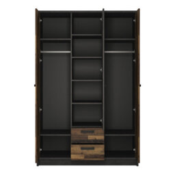 Furniture To Go Brooklyn 3 Door Wardrobe With 2 Drawers In Walnut And Dark Matera Grey - thumbnail 2