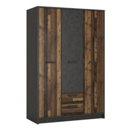 Furniture To Go Brooklyn 3 Door Wardrobe With 2 Drawers In Walnut And Dark Matera Grey - thumbnail 1