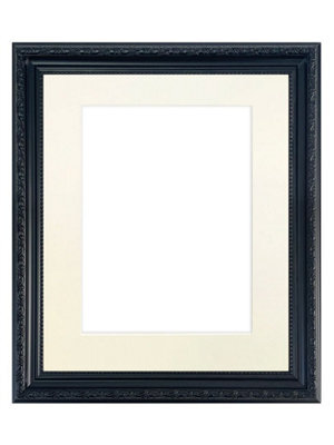 Frames By Post Shabby Chic Black Frame With Ivory Mount For Image Size 12 X 10 Inch - image 1