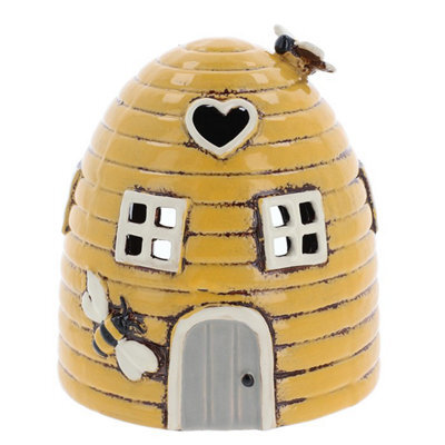 Village Pottery Beehive Dome House Tea Light Holder - Yellow - image 1
