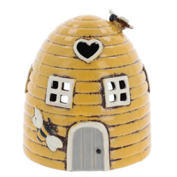 Village Pottery Beehive Dome House Tea Light Holder - Yellow